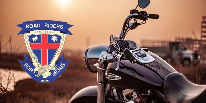 Road Riders For Jesus motorcycle at sunset